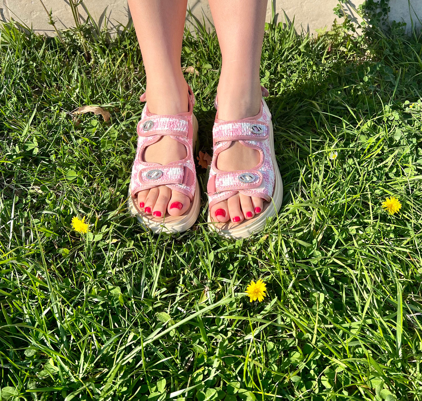 Sandales ELLA en tweed rose