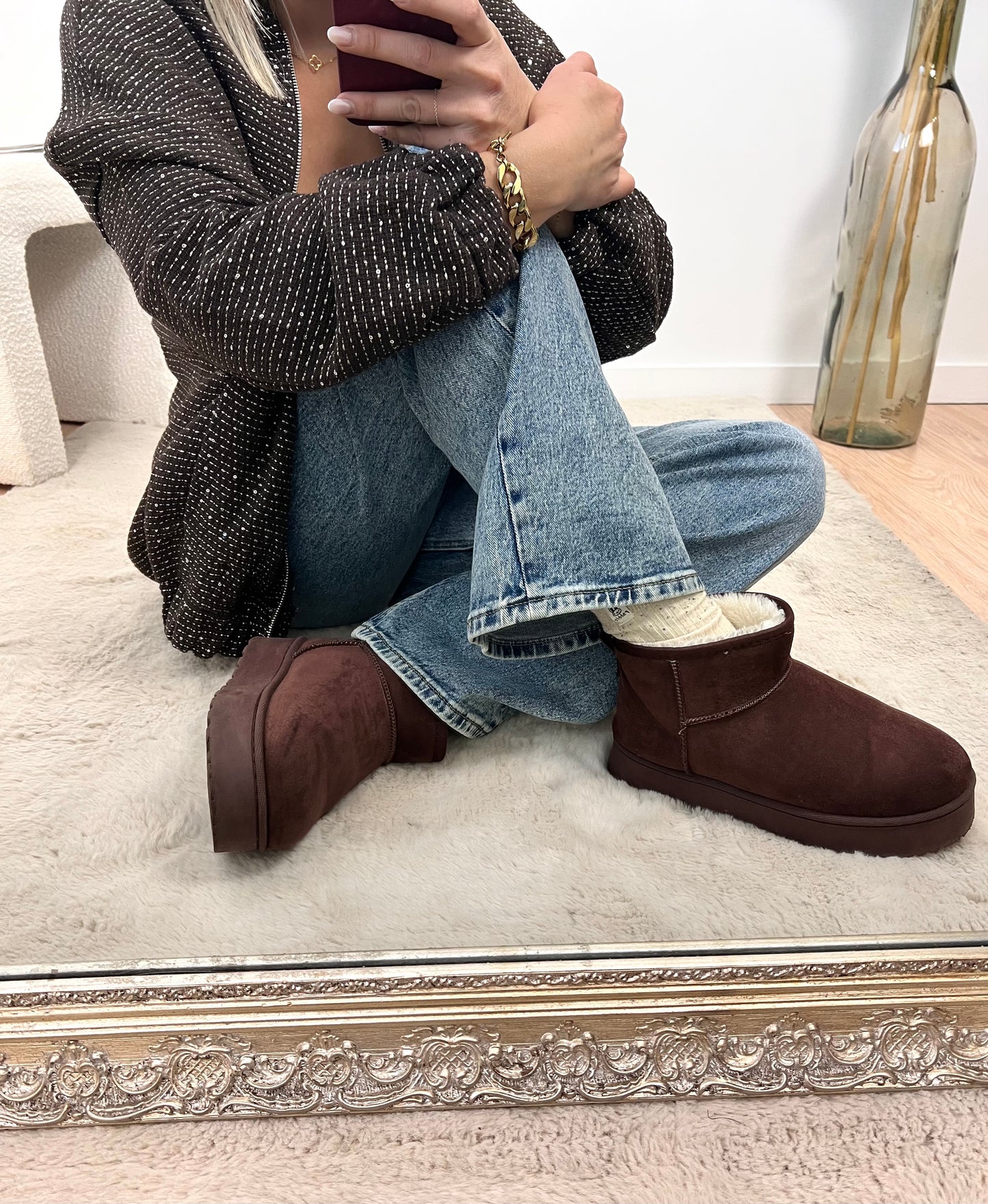 Bottines fourrées chocolat • AMY