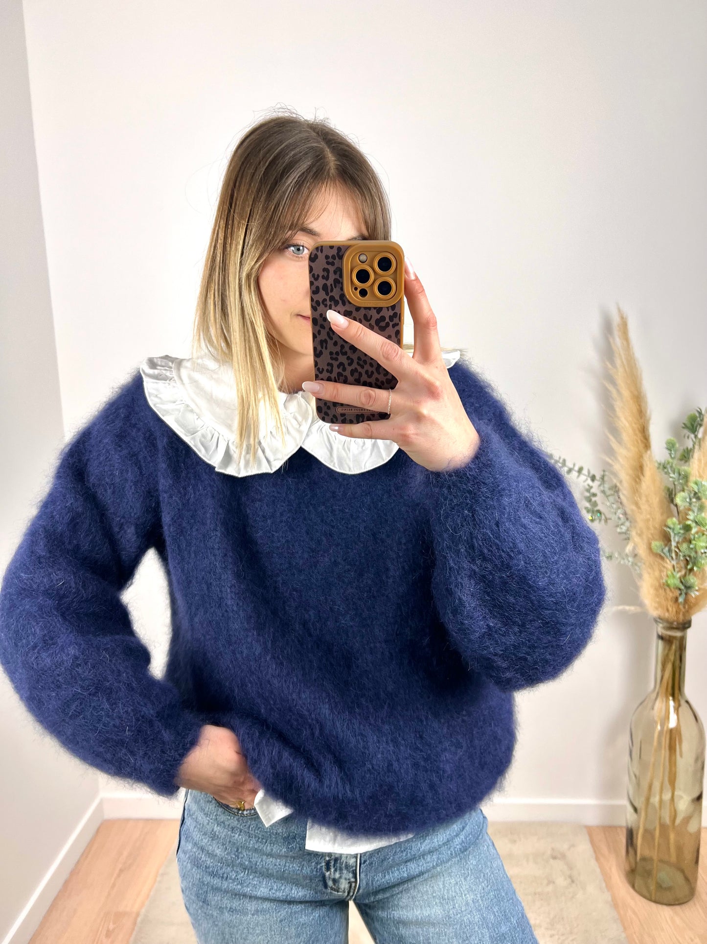 May Bleu Marine - Pull Kid Mohair