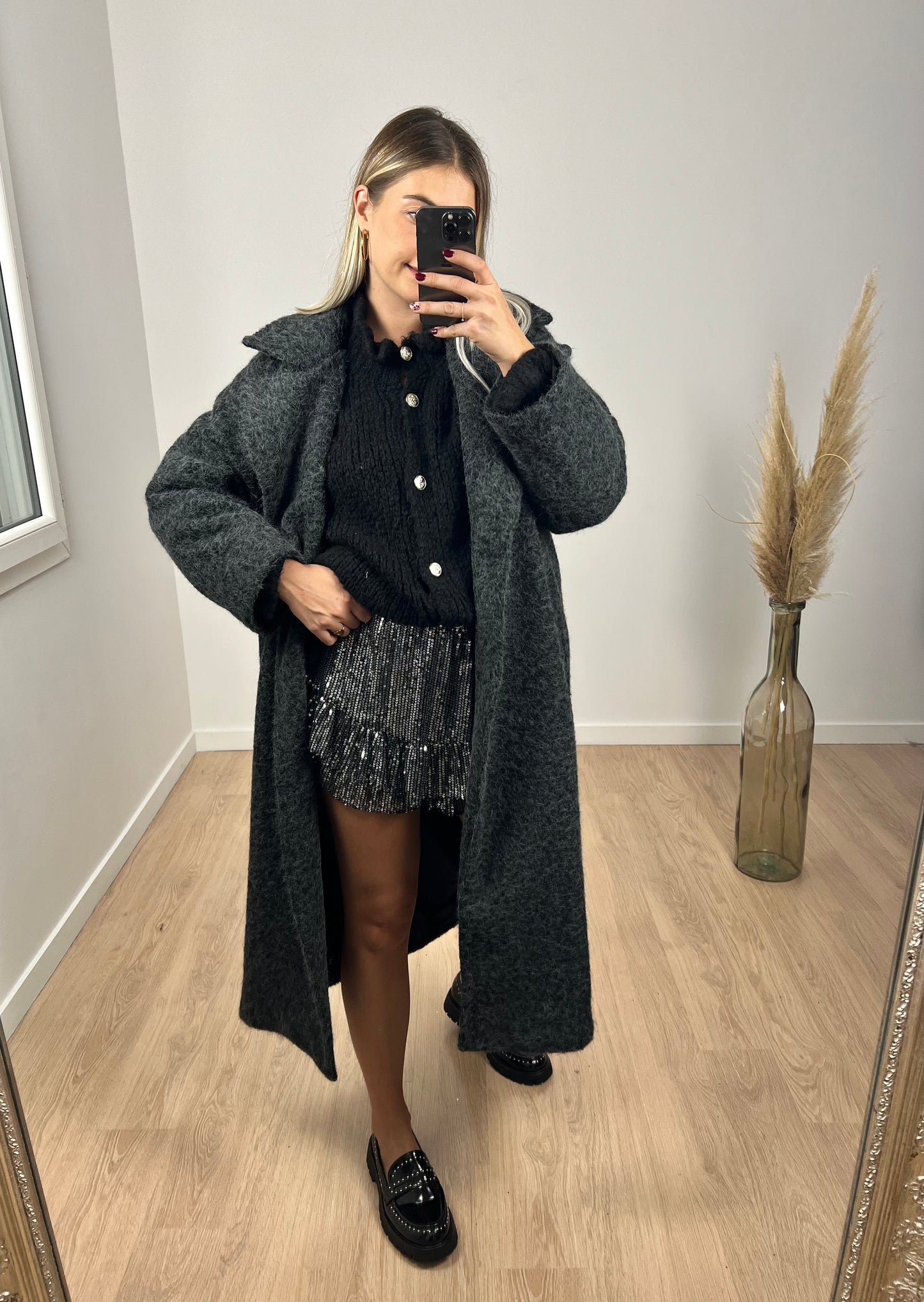 Jupe/short sequins argentée• MILA