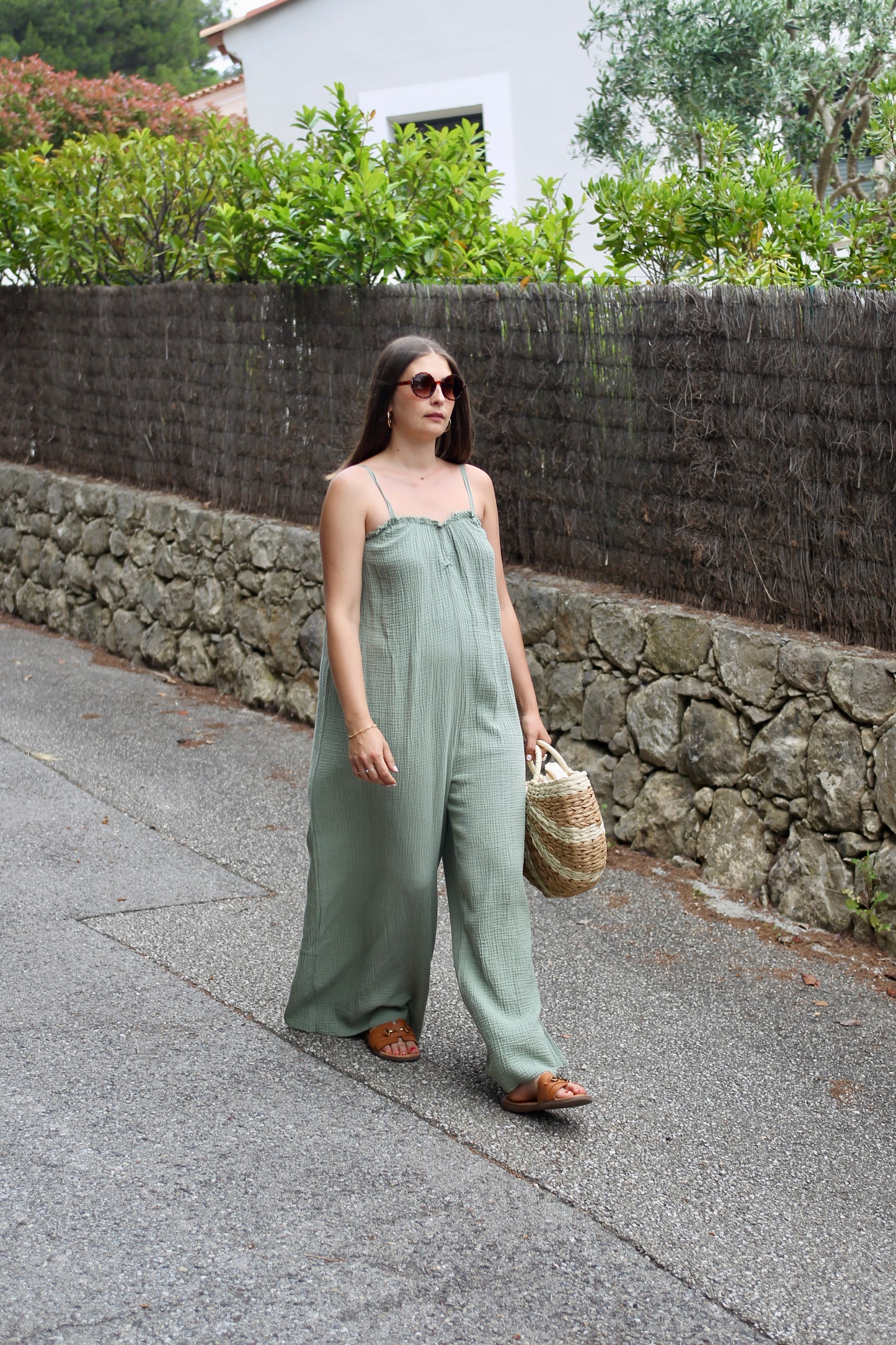 Combinaison ESPERANZA kaki gaze de coton